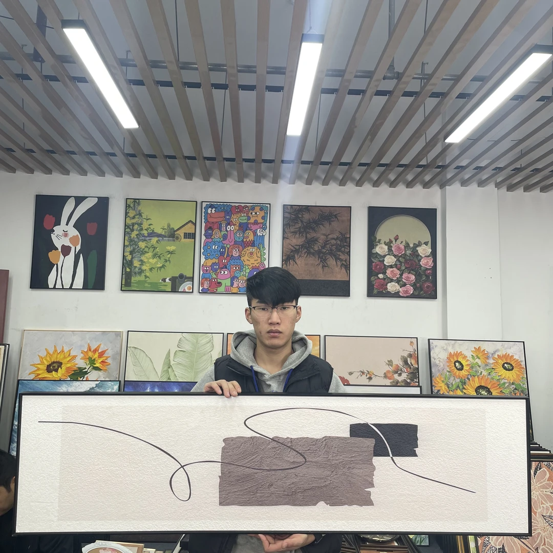 线条简约法式轻奢客厅装饰画法式现代风沙发背景墙挂画横幅40150