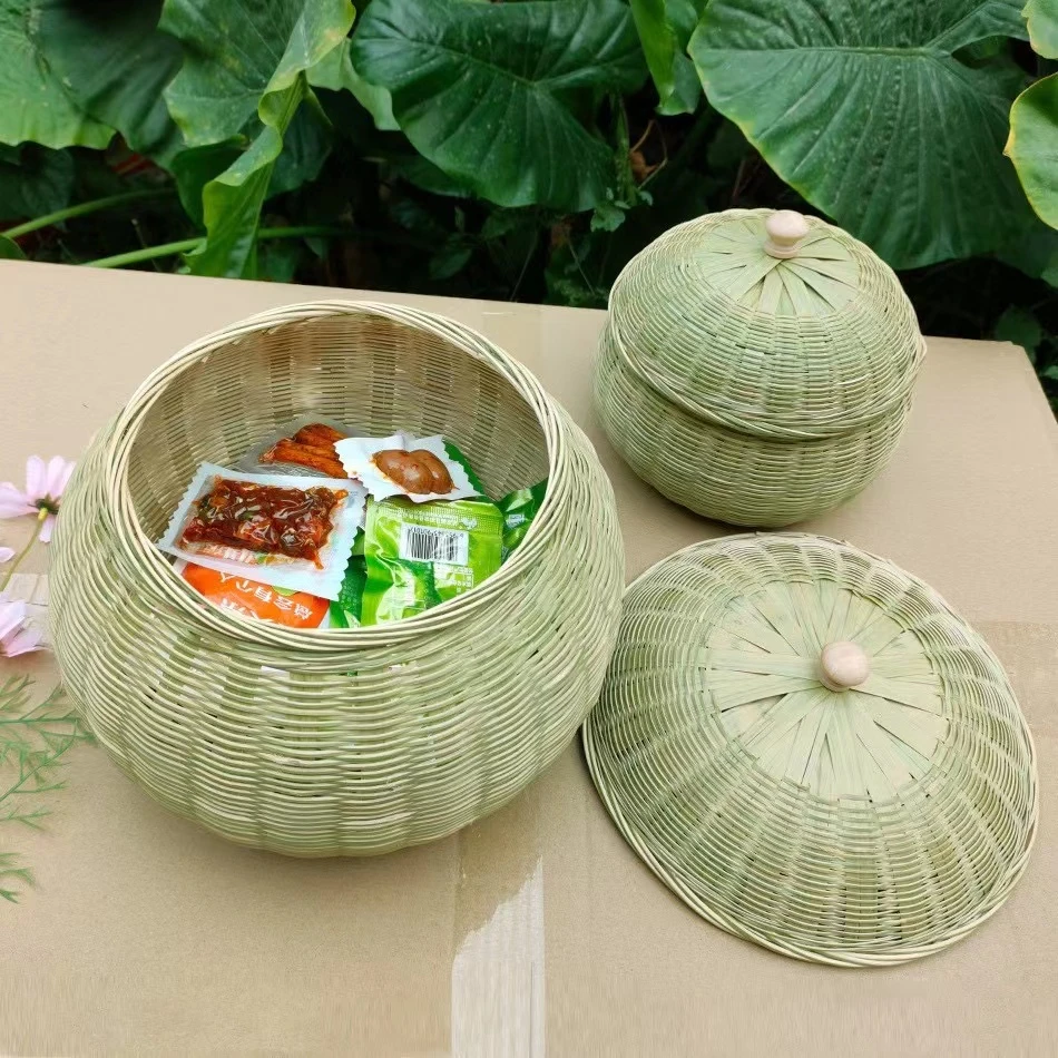 竹编南瓜收纳篮 鸡蛋筐零食篮
