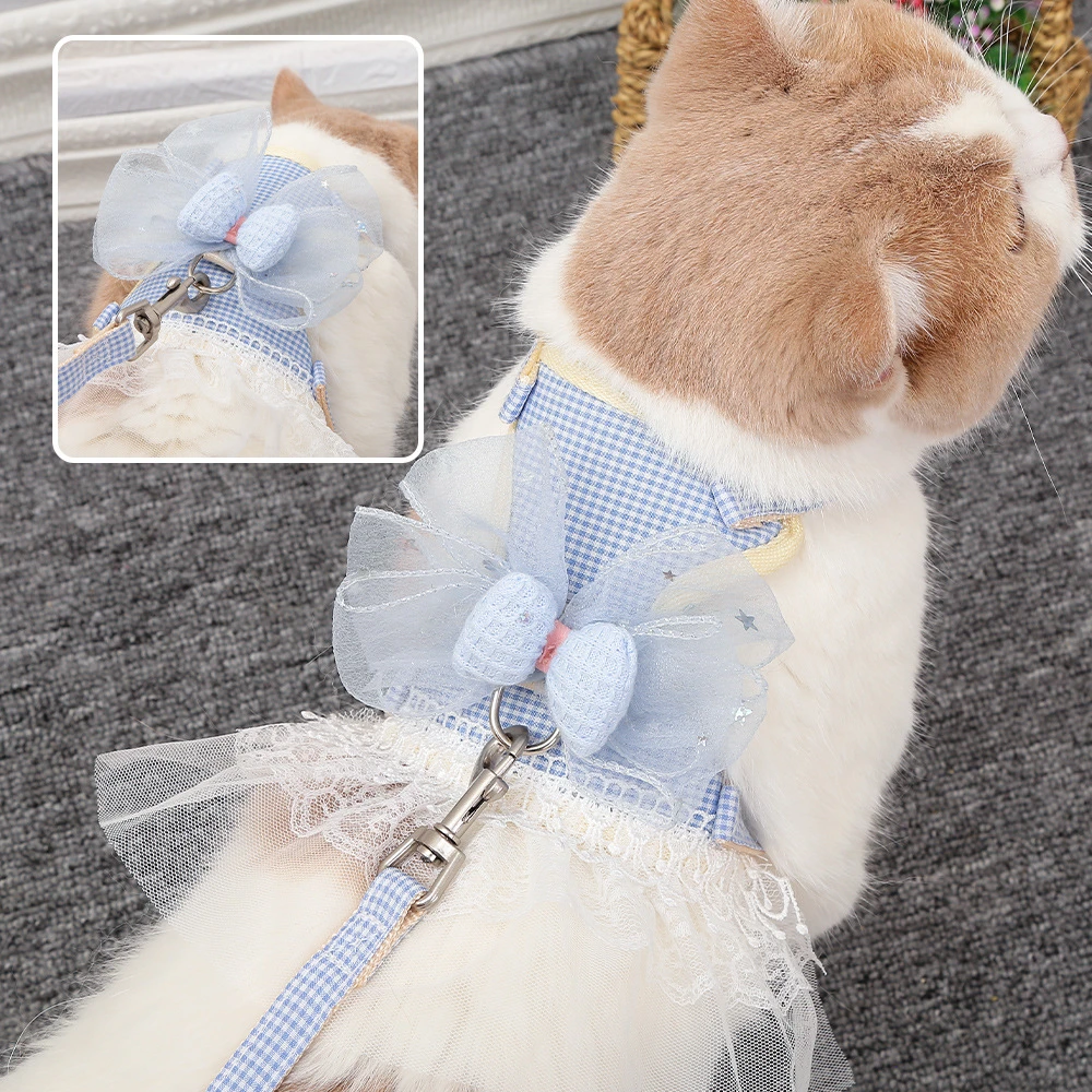 公主裙猫绳猫咪衣服背心式牵引绳溜猫绳外出仙女溜猫神器
