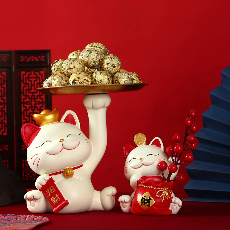 新款创意招财猫家居摆件办公室桌面开业玄关储物乔迁装饰喜庆礼品