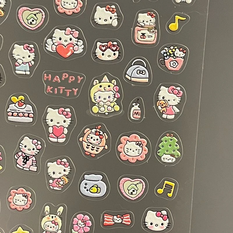 小红书同款可爱hellokitty猫美甲贴纸浮雕立体凯蒂猫kt水杯手机贴