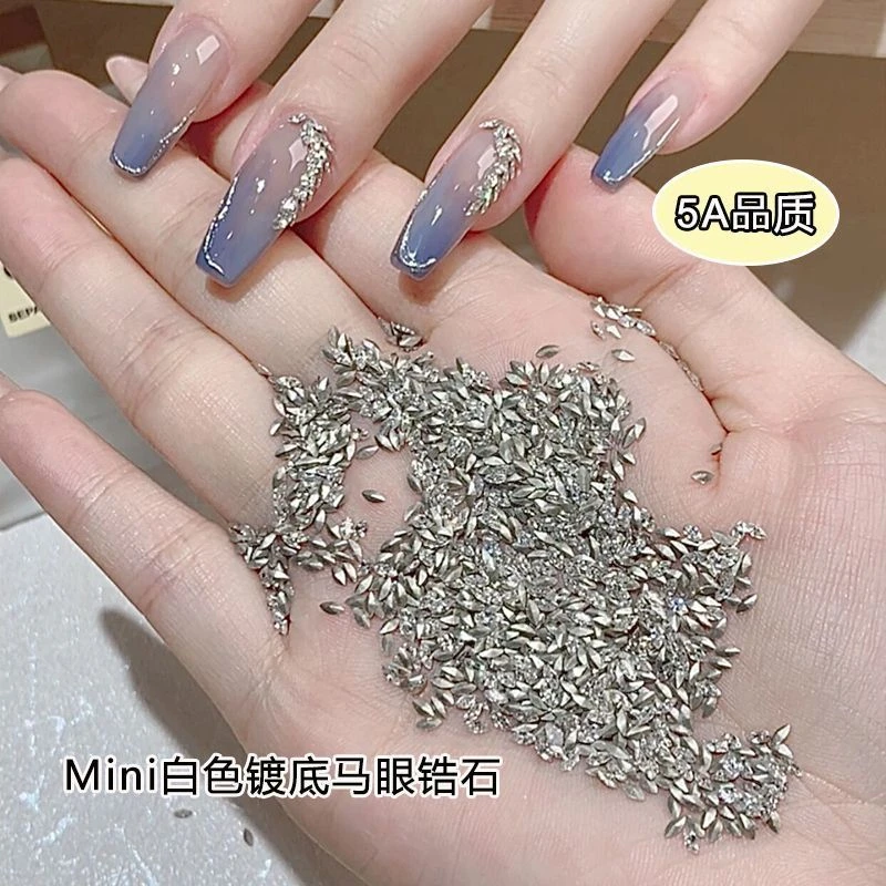 2023新款5A锆石美甲饰品爆闪尖底迷你异形钻超闪马眼指甲装饰钻