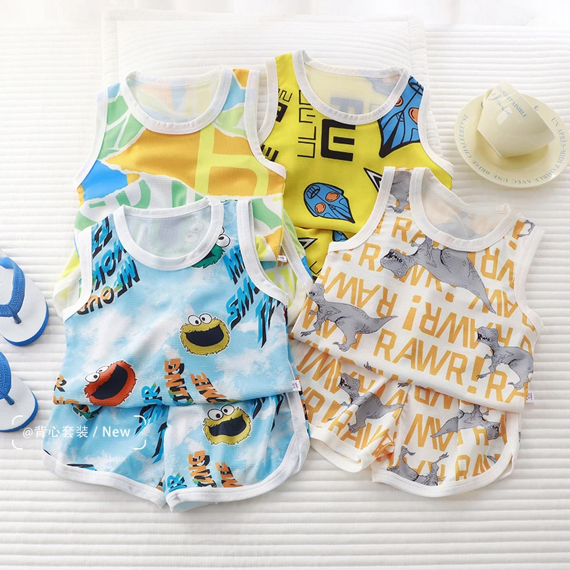 儿童球服速干衣背心外穿夏薄款男女童宝宝无袖网眼迷彩潮短裤套装