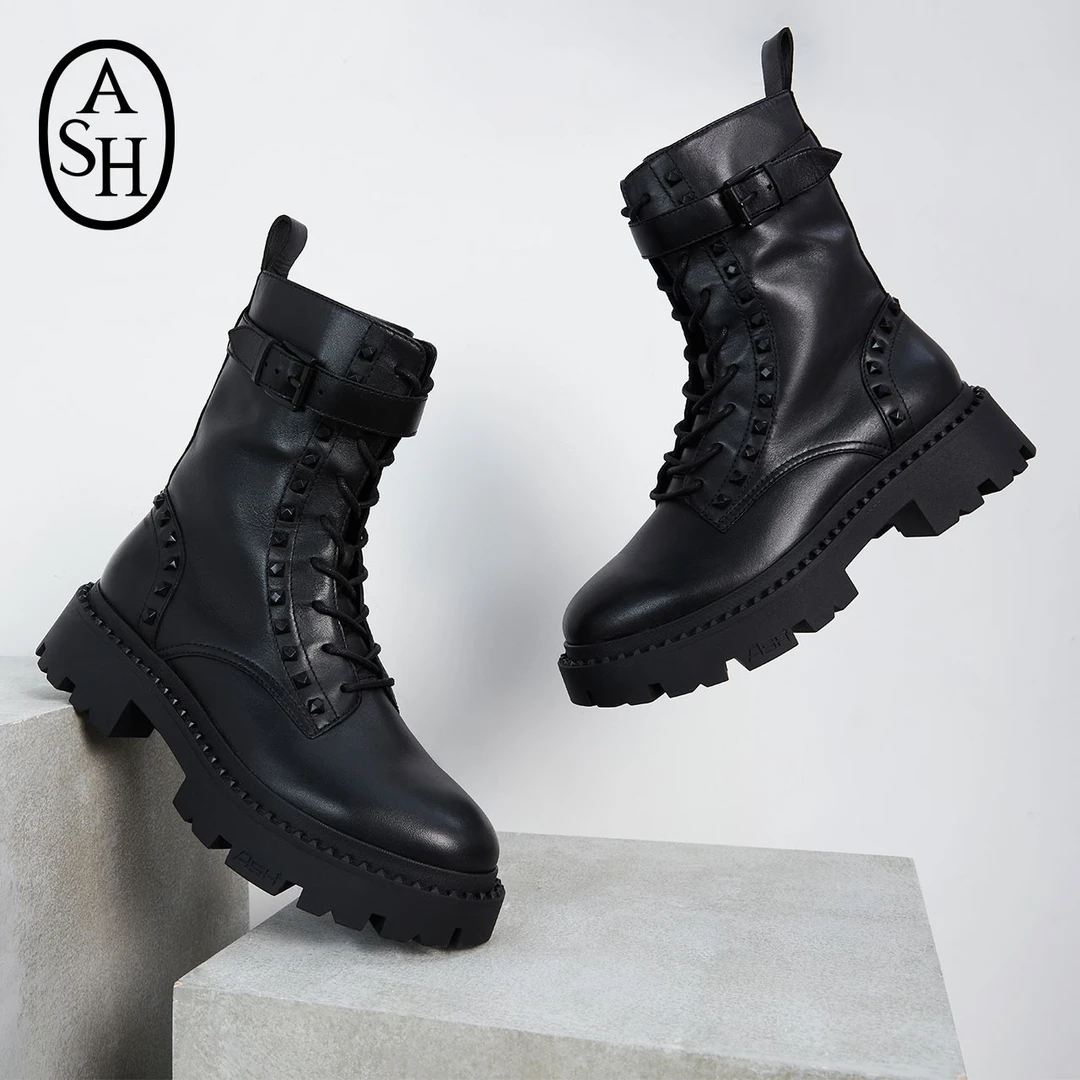 ASH【特价】品牌时尚高帮女鞋GENA BIS休闲百搭厚底增高靴拉链铆