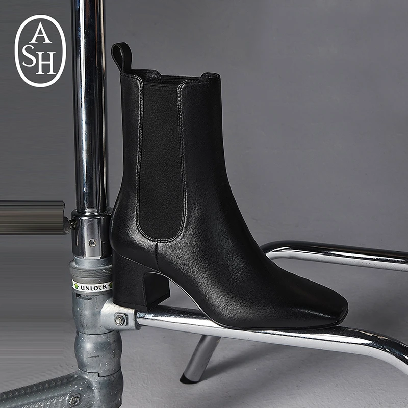 【特价】女靴CHER真皮粗跟套筒单靴百搭时装靴