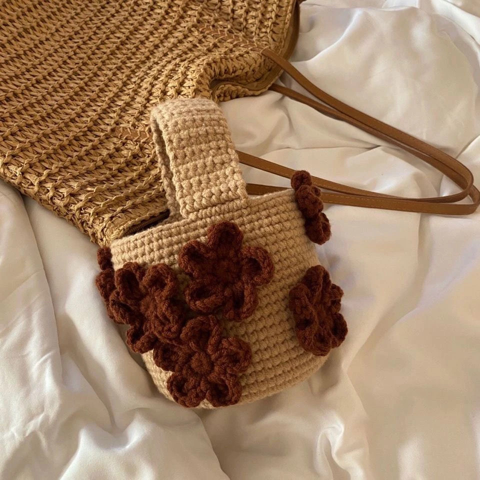 材料包！复古花花包diy手工编织自制送女友闺蜜法式网红手提水桶包