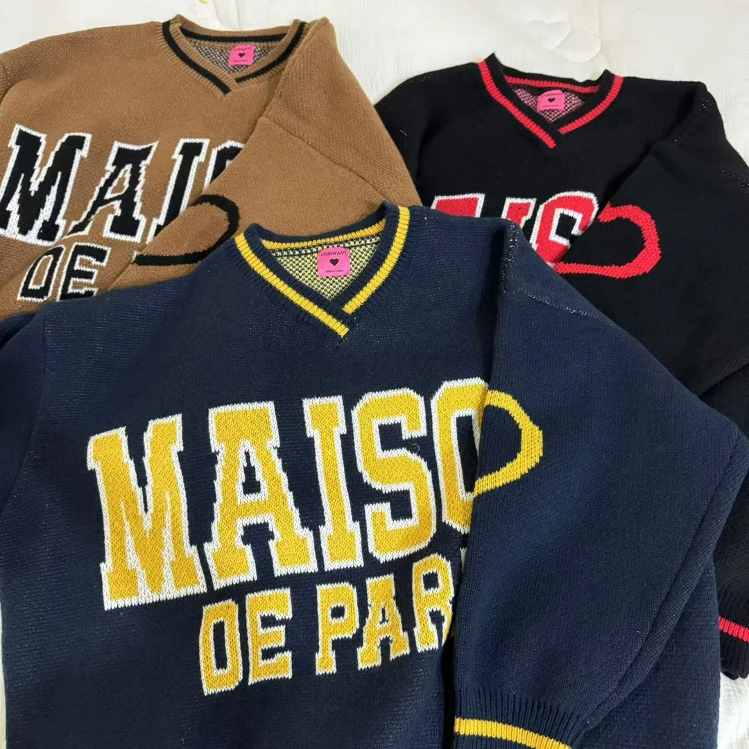 2024东大门冬季新品our wave家美式学院风毛衣