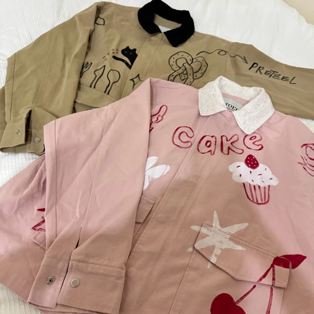 2024东大门秋冬新款toll印花外套