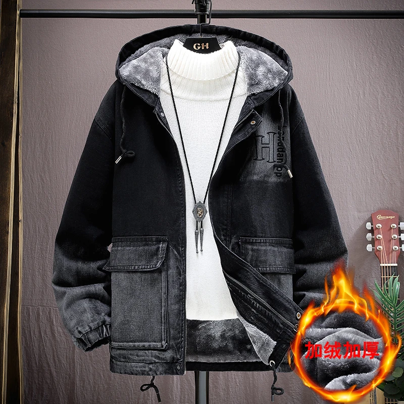 冬季加绒加厚牛仔外套男生夹克男士褂子衣服男装休闲冬装保暖休闲