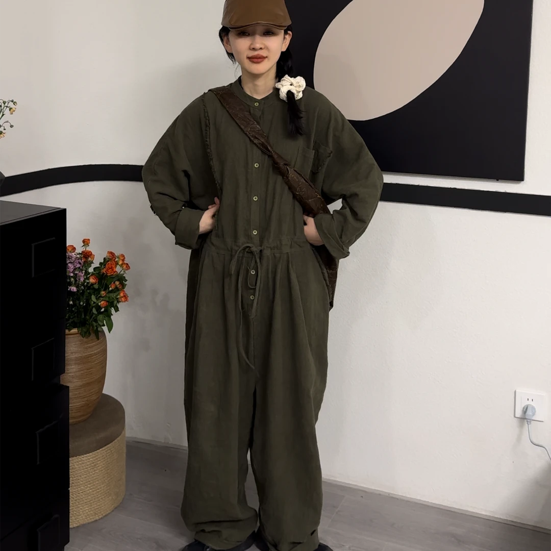 橘子罐头24新款休闲复古百搭宽松韩版时尚连体裤