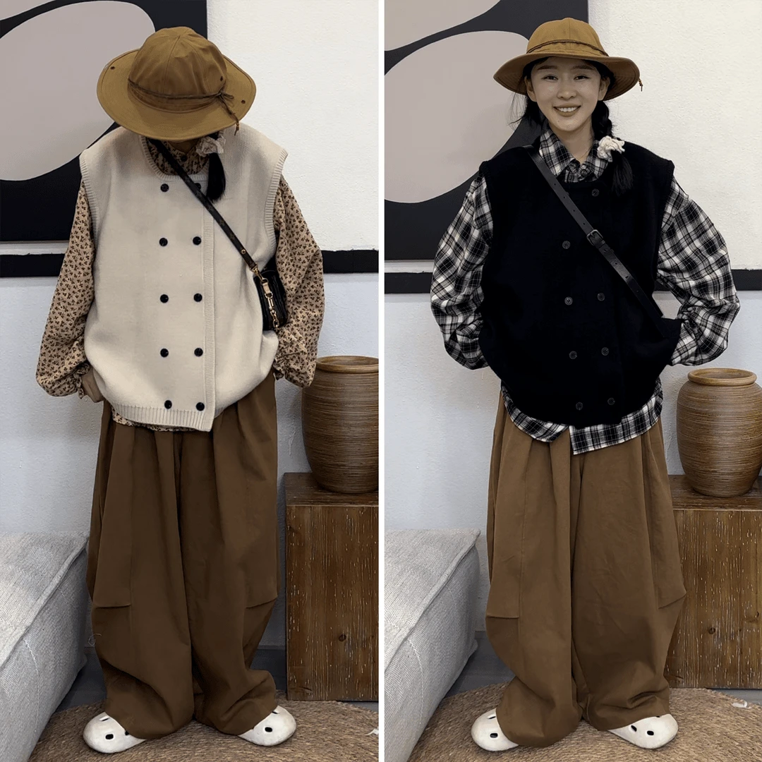 橘子罐头24新款时尚百搭无袖韩版秋冬气质洋气休闲针织两色马甲