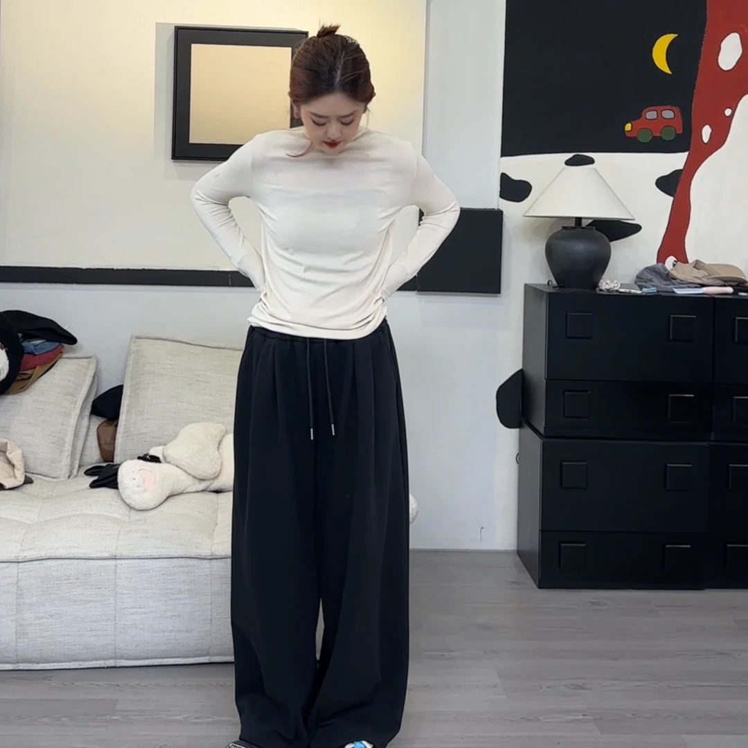 橘子罐头24年新款加绒加厚潮流ins休闲卫裤