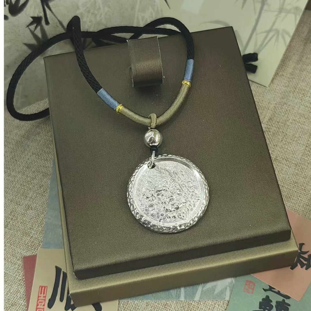 吊坠足银 D52黄财神吊坠项链 足银999.9