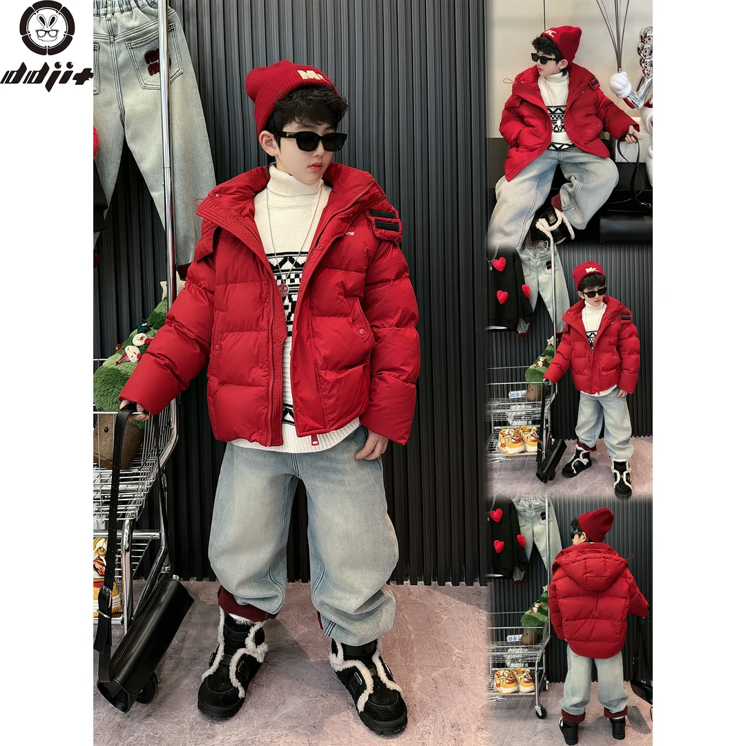 蛋蛋家【红色过年棉服】冬季新款洋气大红色连帽棉服外套