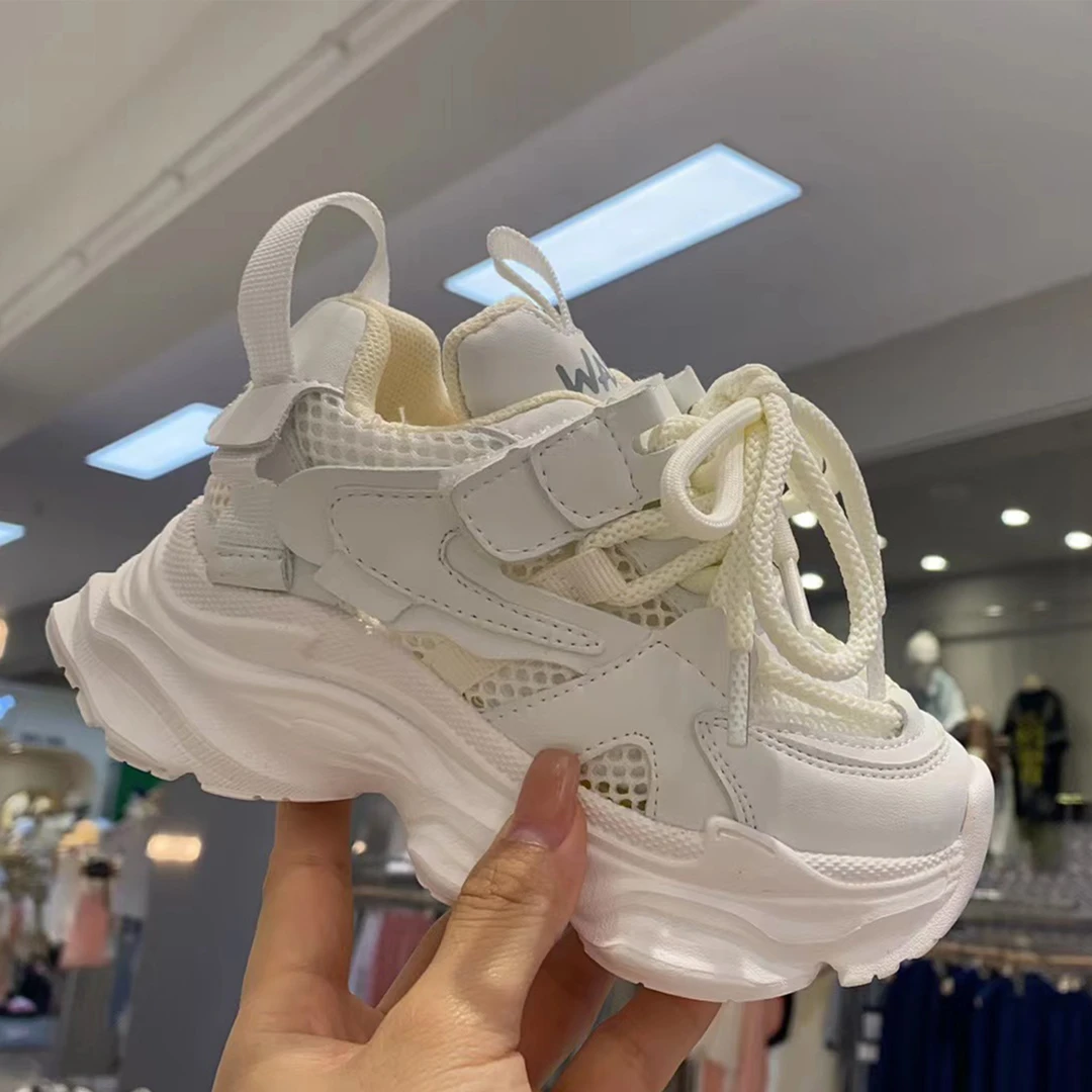 蛋蛋家【1677白色】四季款儿童休闲百搭老爹鞋