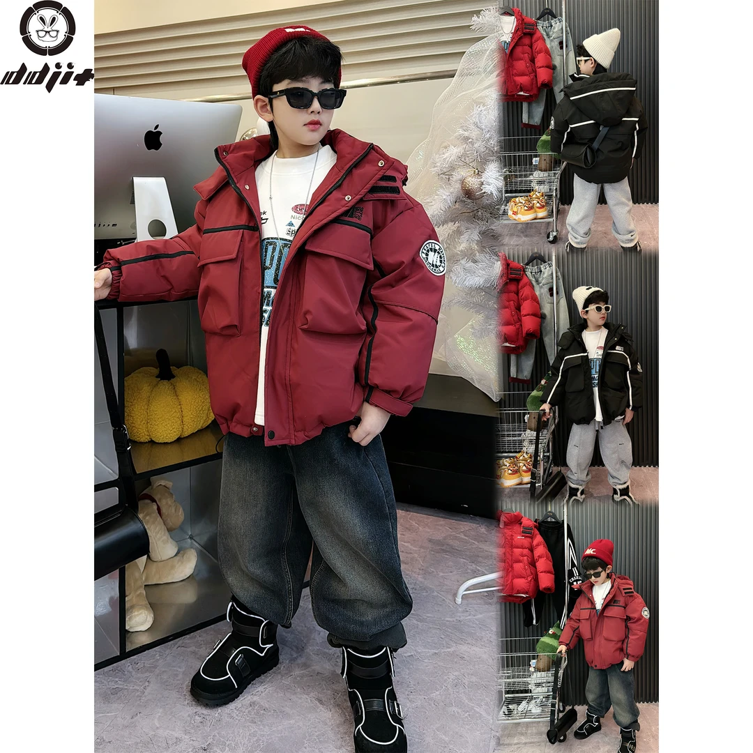 蛋蛋家【撞色冲锋衣】冬季新款黑色撞白条/红色撞黑条冲锋衣外套