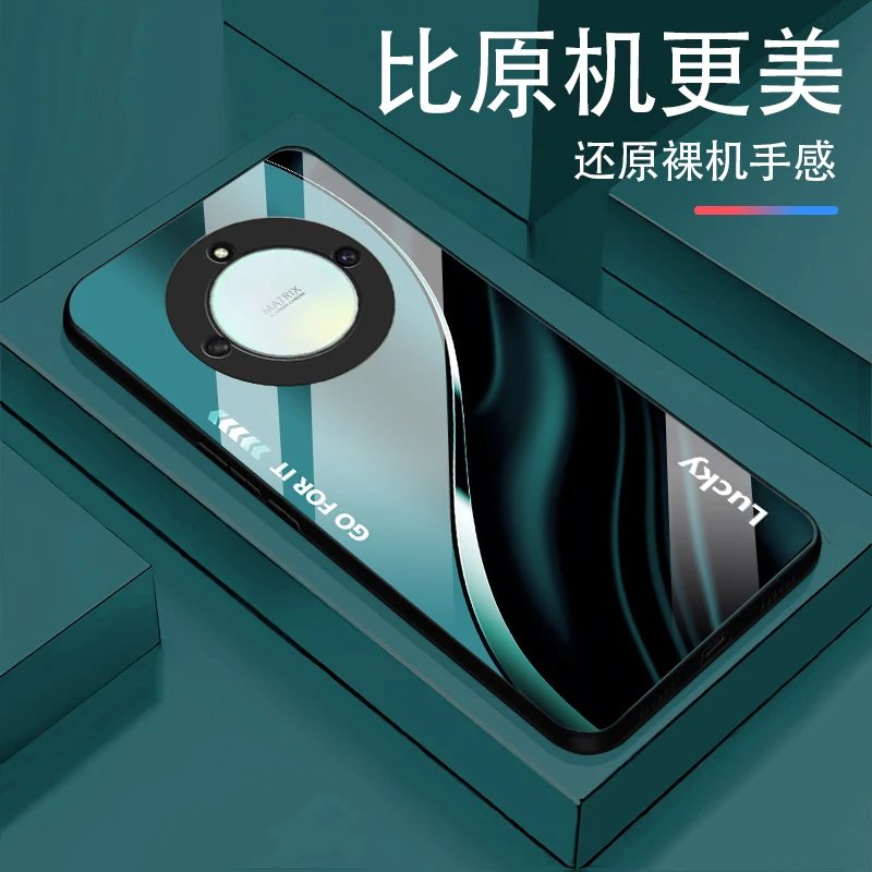 适用荣耀X40新款Lucky白光玻璃手机壳高颜值设计防摔轻奢时尚