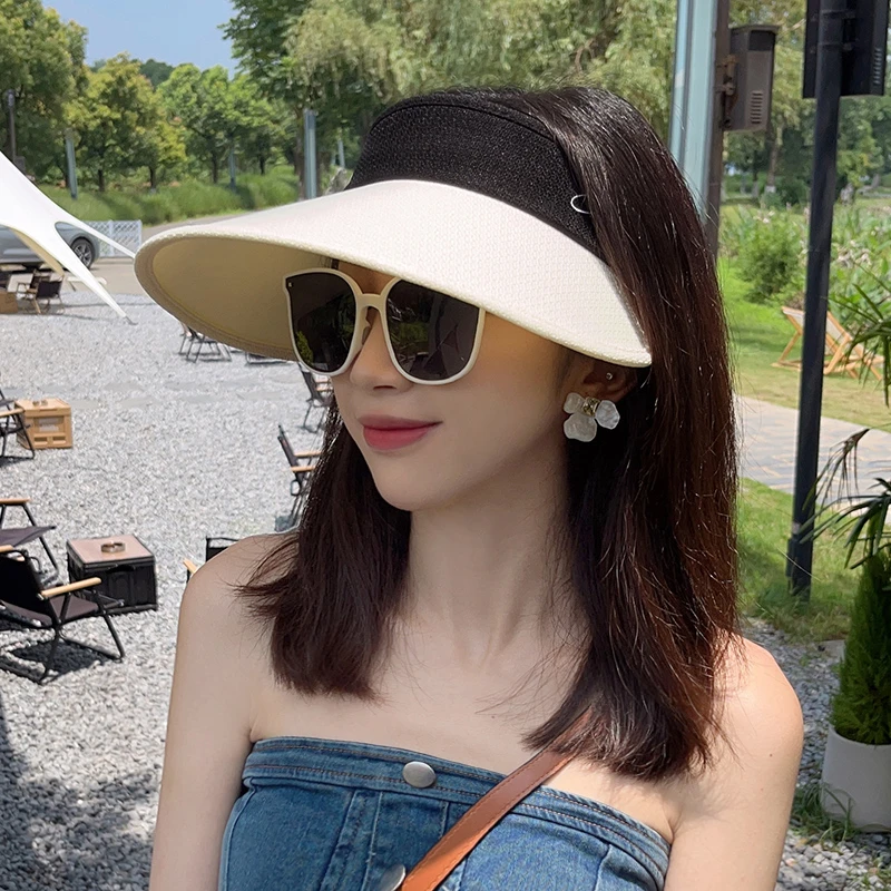 Dorain/朵澜小香风大檐夏季骑车防紫外线空顶防晒帽女遮阳帽遮脸