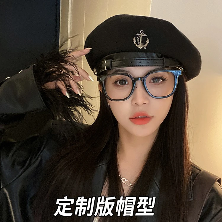 gao货 复古空气感裂纹pu皮皮扣贝雷帽 重工打造男女生复古鸭舌帽