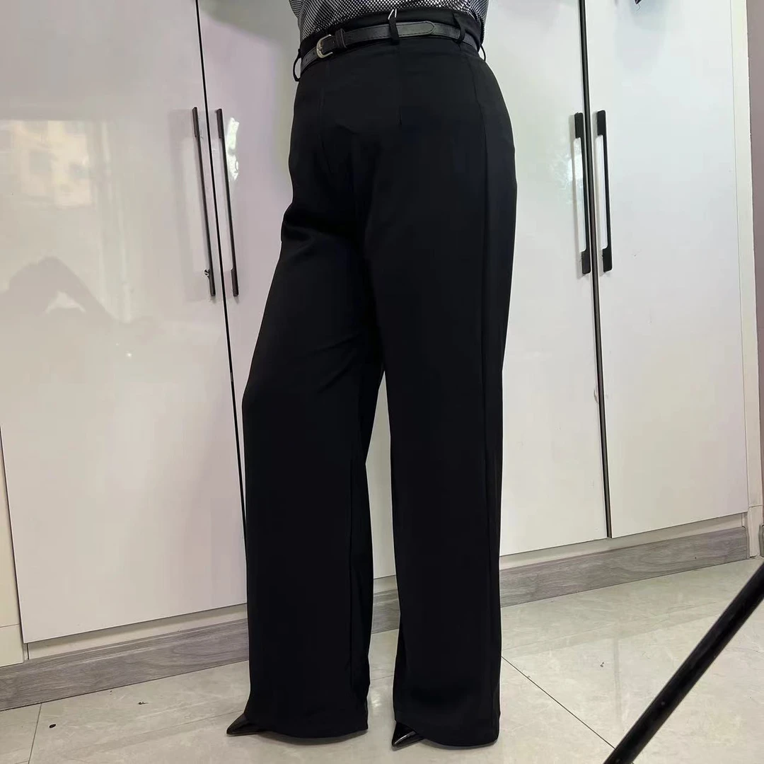 时尚的裤子。好看，质量好休闲百搭黑色设计师女士高腰