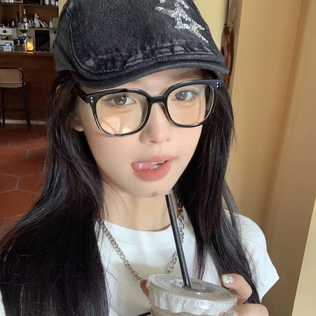 复古黑色眼镜框女大脸方形可配近视眼镜架网红小红书素颜眼镜男gm