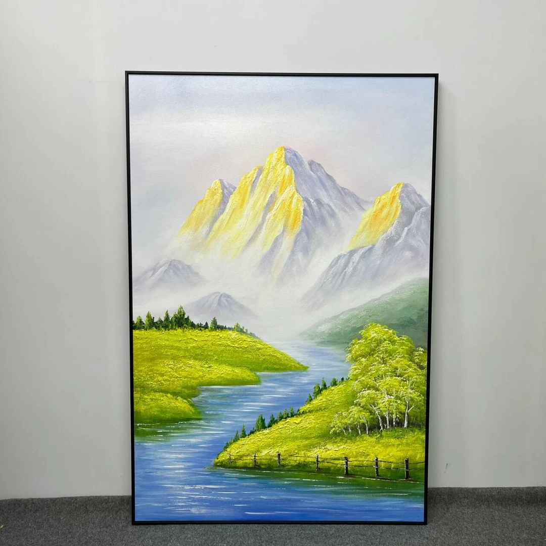 手绘油画 金山客厅玄关挂画