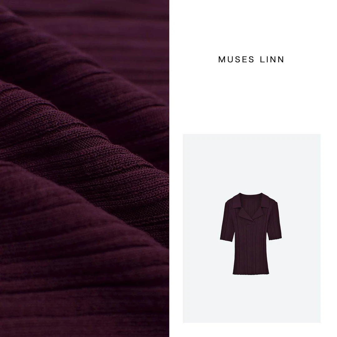 LINN【安哥拉】极简风经典开领薄款舒适主义短袖针织短袖M24HY055