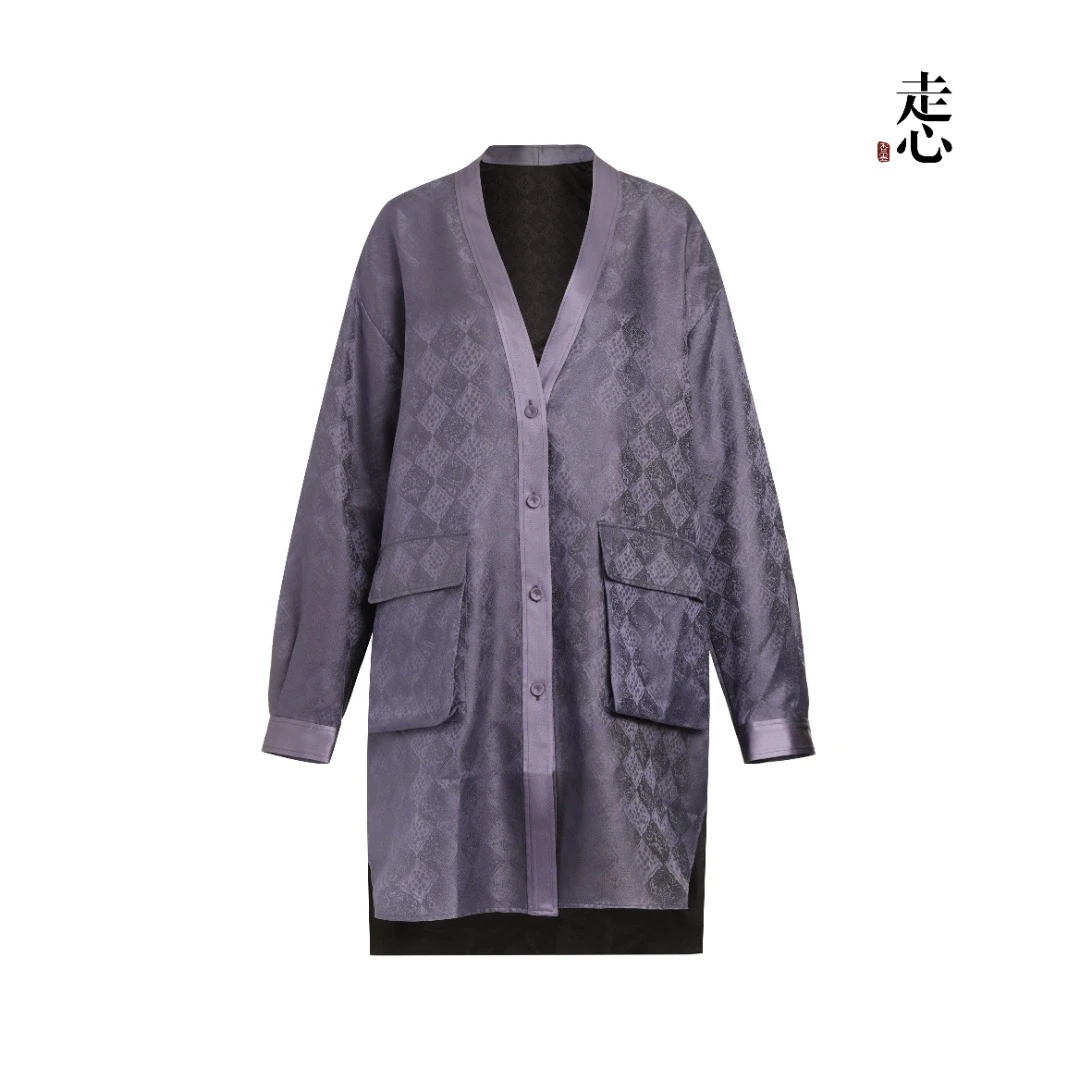 【香云走心】走心非遗银紫重缎桑蚕丝外套24ZY41250097