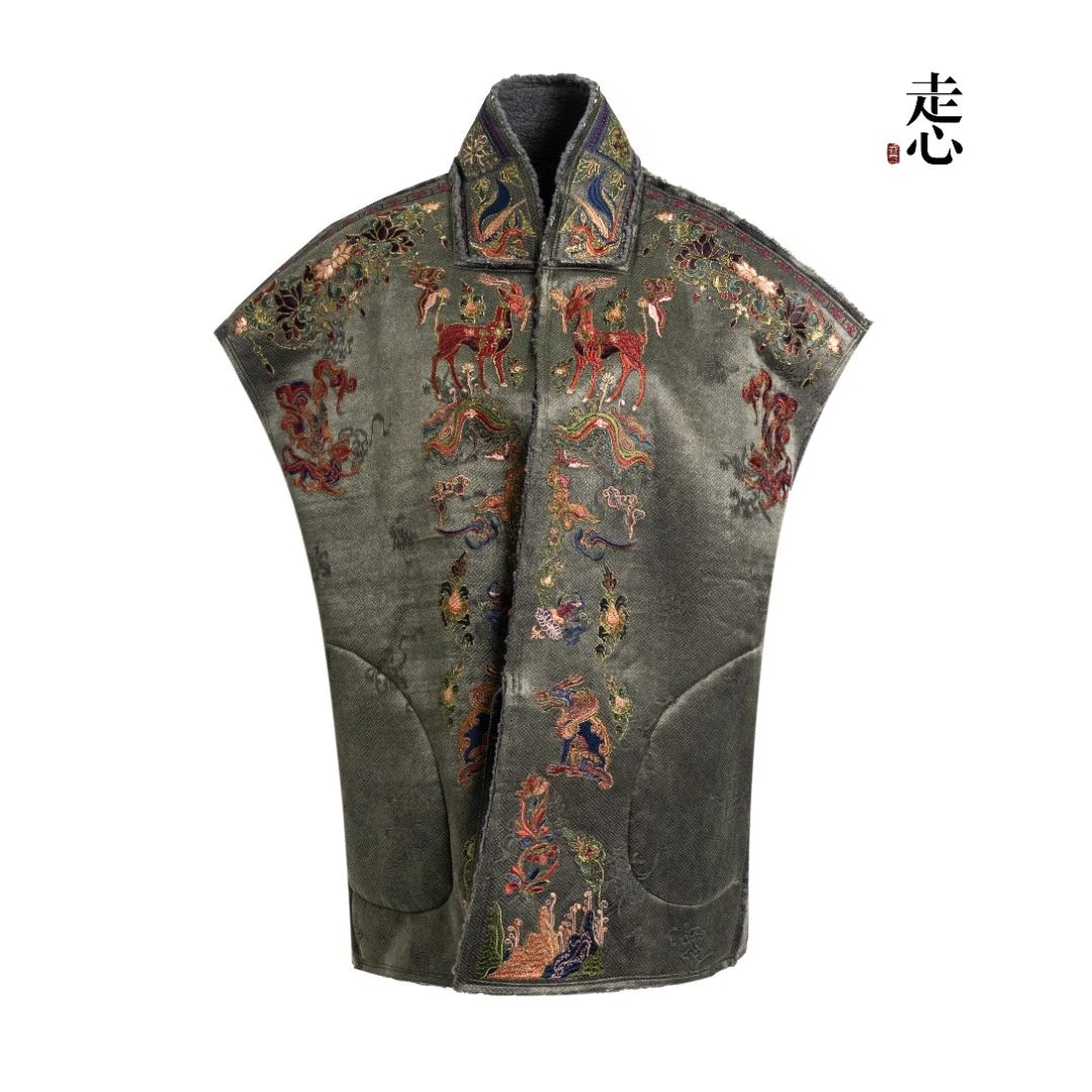 【香云走心】走心非遗九色鹿系列 刺绣马甲24Z31203