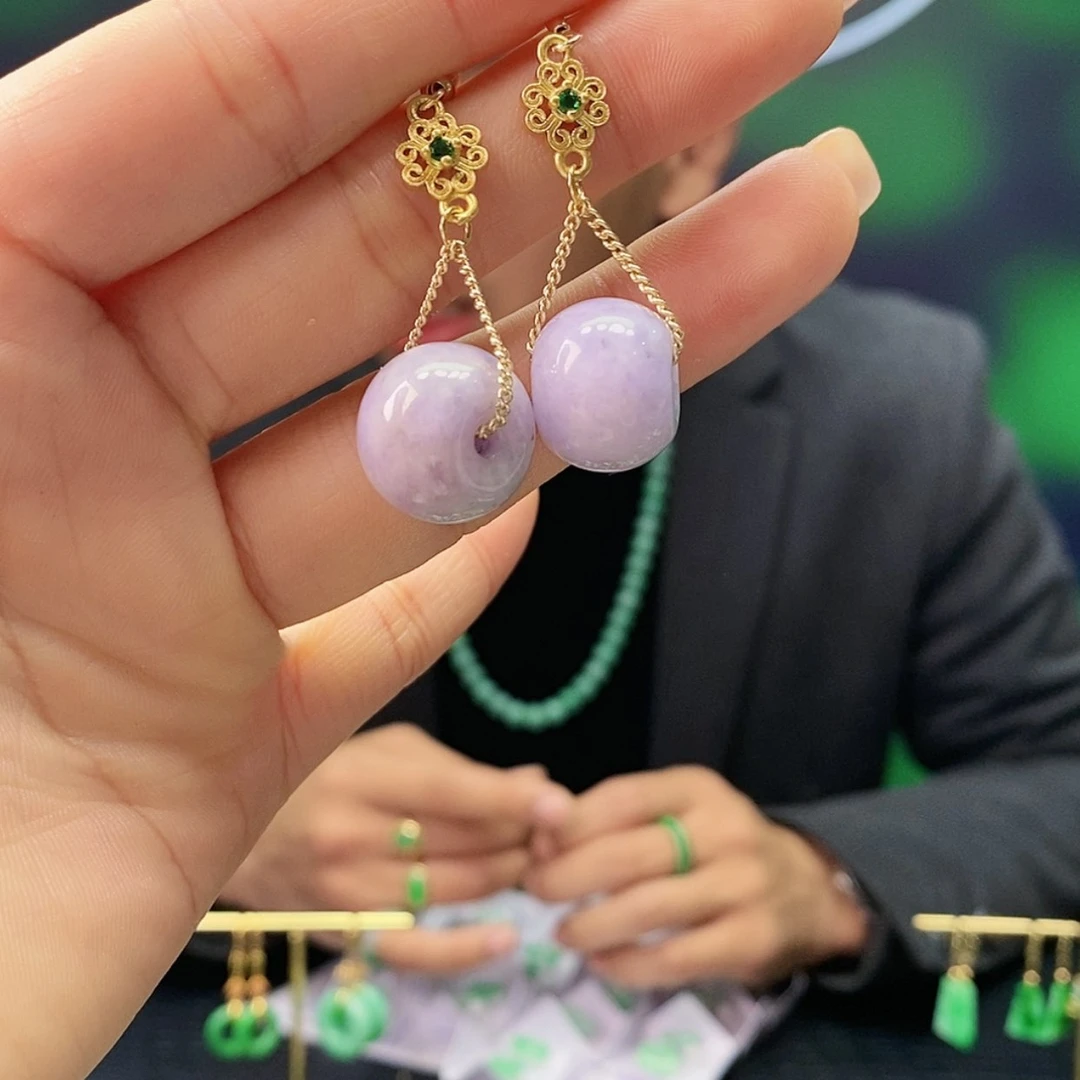 【闪购商品】翡翠耳饰银S925镶嵌多样性发货