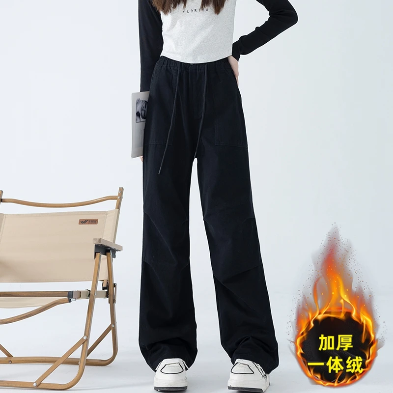 女童裤子秋冬加绒加厚女大童休闲裤女孩工装裤新款2023爆款洋气潮