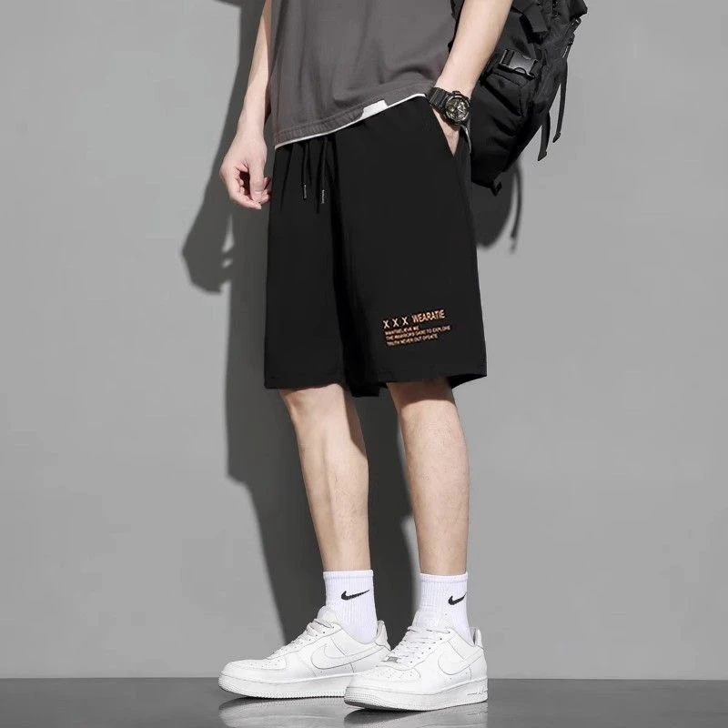 夏季短裤男新款冰丝速干休闲潮牌五分裤宽松薄款百搭透气学生卫裤