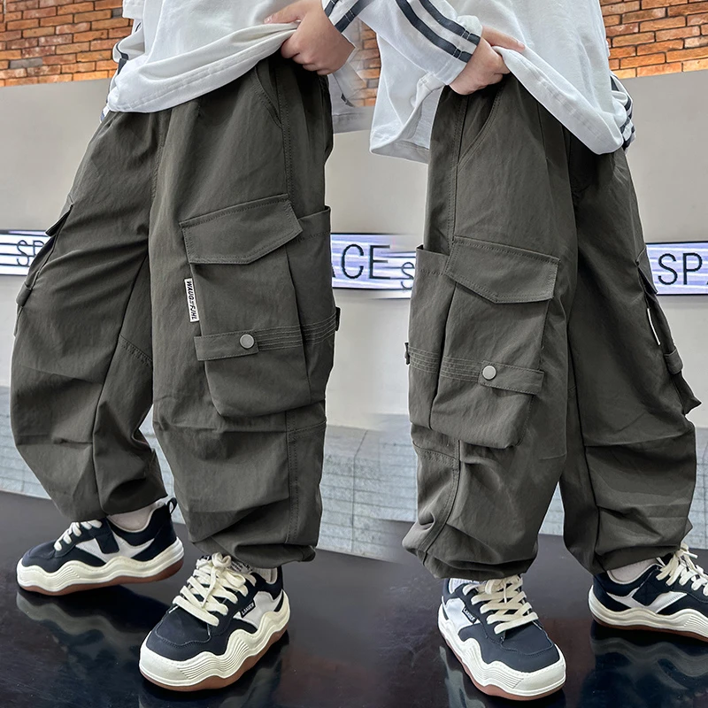 男童裤子春秋款工装长裤2024新款男孩秋季宽松束脚休闲裤中大童裤