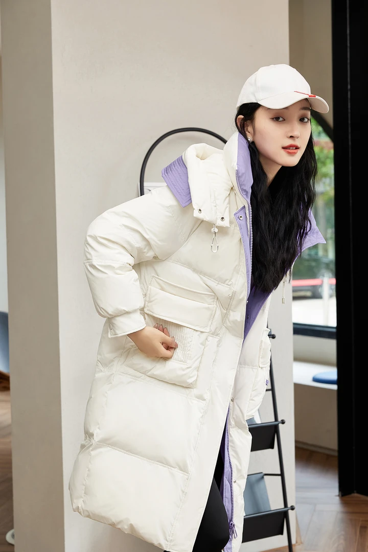【 李易行】2023新款时尚羽绒服D046白鸭绒长款羽绒服女款休闲加厚