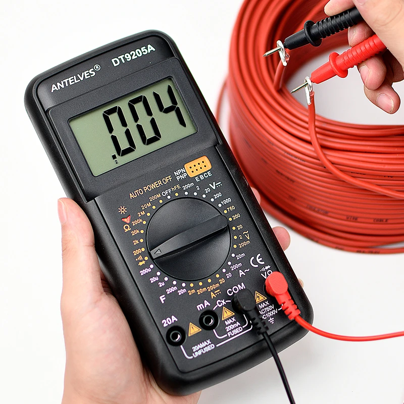 DT9205A万用表数字高精度智能防烧电工专用家用数显测电表9伏电池