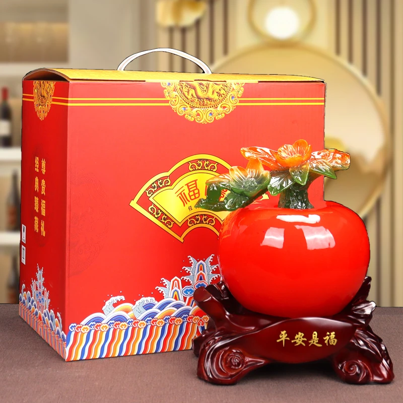 平安是福苹果柿子摆件客厅电视酒柜入户玄关乔迁新居高档装饰礼品