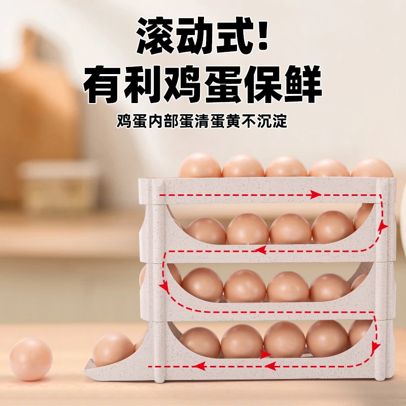 【加大容量】家用厨房冰箱侧门透明鸡蛋收纳多层防摔分格鸡蛋整理盒