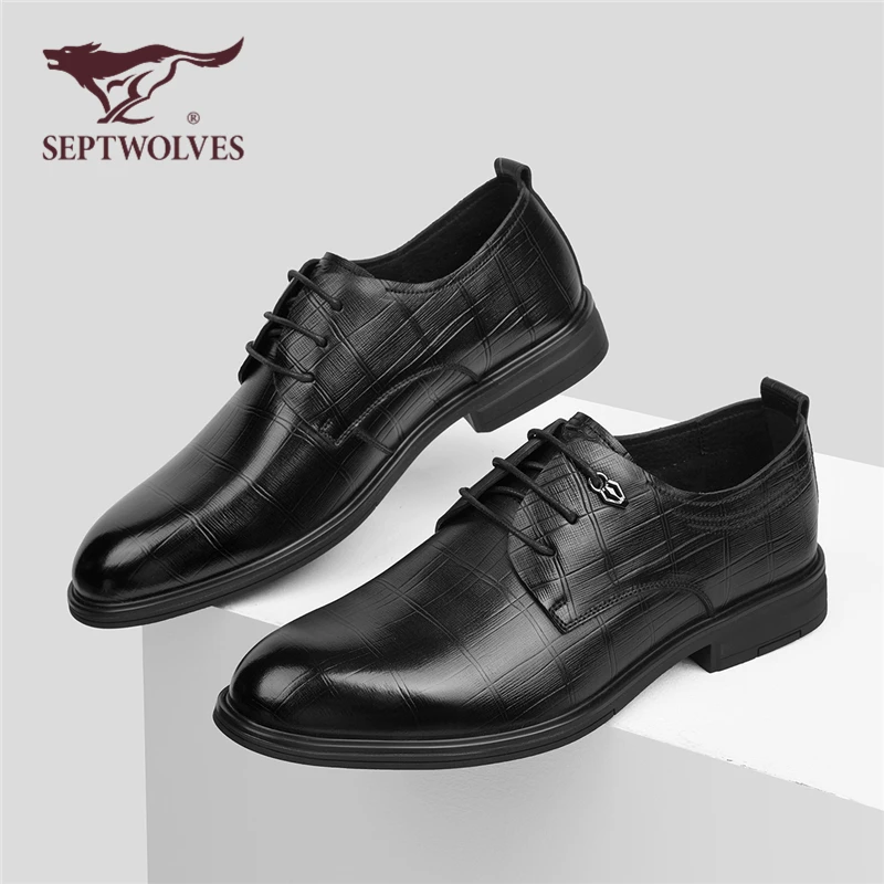 七匹狼头层牛皮低帮男新款真皮皮鞋商务正装男士休闲皮鞋0047