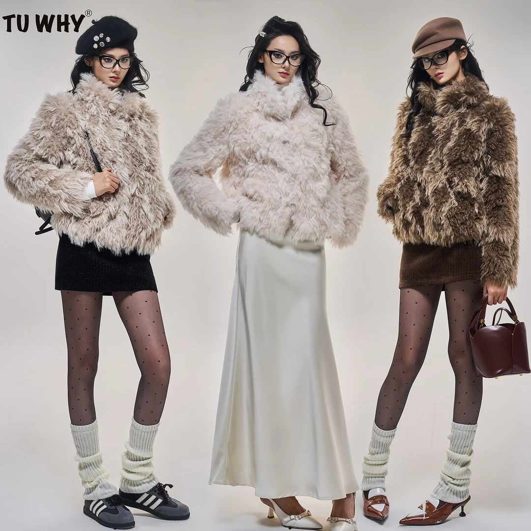 Tuwhy【新品】原创“香阀世家”仿真触感宽松环保皮草厚外套内里薄绒