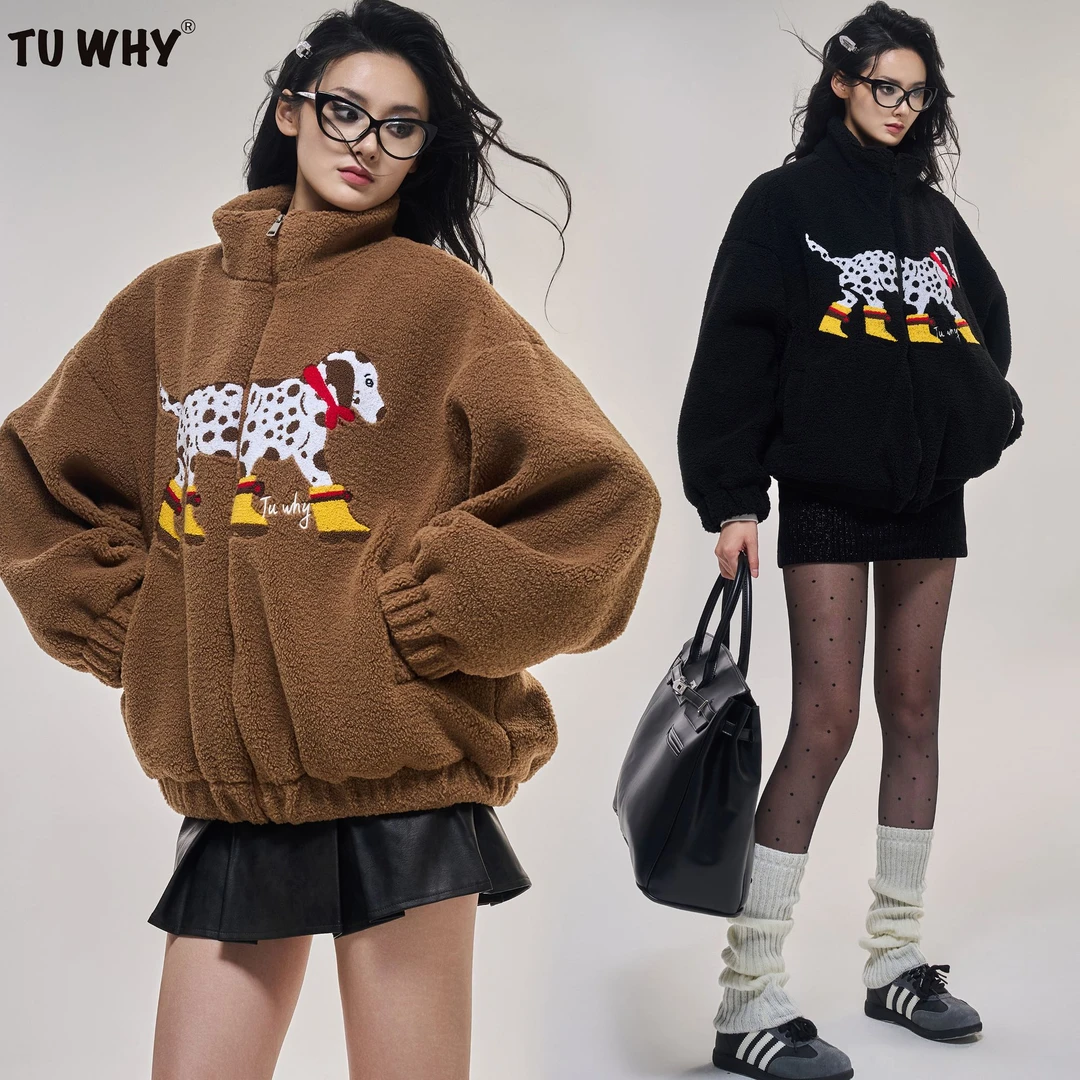 Tuwhy【新品】原创设计“雨靴斑点狗”摇粒绒羊羔加厚保暖外套2024冬
