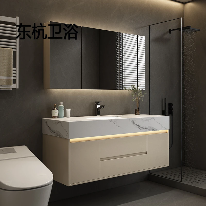 【岩板热弯一体盆】简约浴室柜组合家装卫生间洗漱洗手洗脸盆卫浴柜