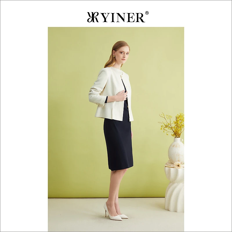 YINER音儿专选春季法式优雅斜纹弹力羊毛小香风短外套