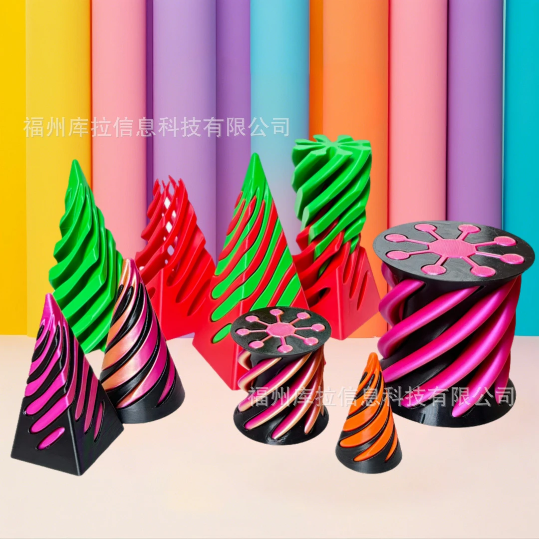 跨境3d打印解压螺旋锥玩具金字塔穿越雕塑创意减压纪念品推推乐