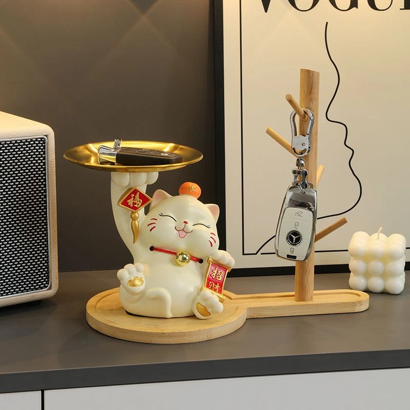 招财猫进门玄关钥匙收纳摆件家居客厅卧室鞋柜装饰品乔迁新居礼品