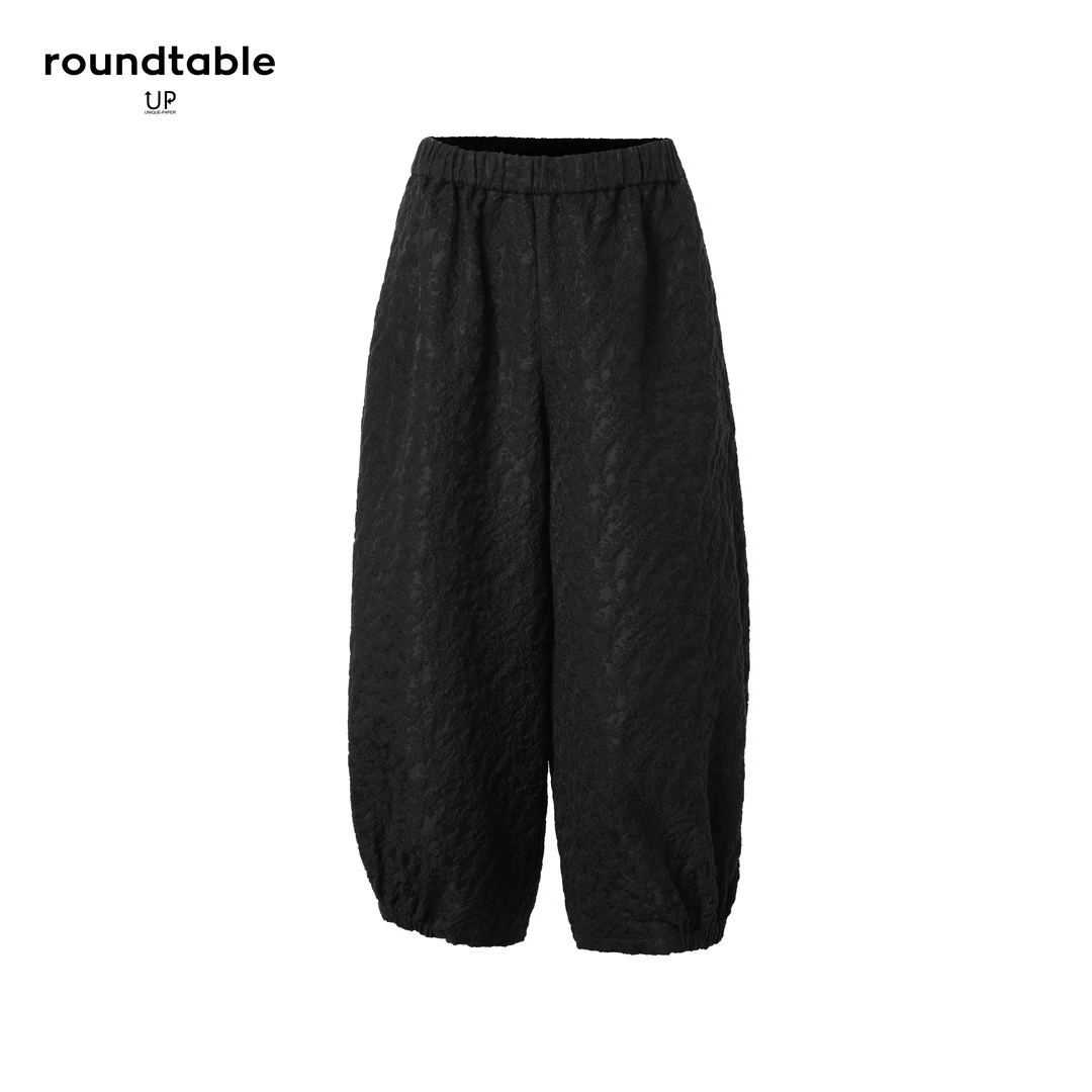UP 提花松紧腰廓形长裤百搭宽松设计师秋冬哈伦裤女