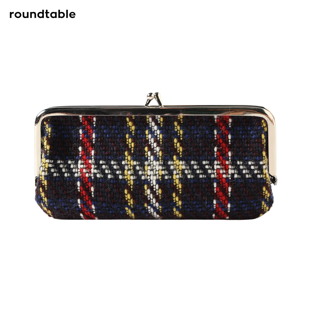 时尚百搭高档女士复古格纹金口包休闲黑色简约长款格子TEW8205693