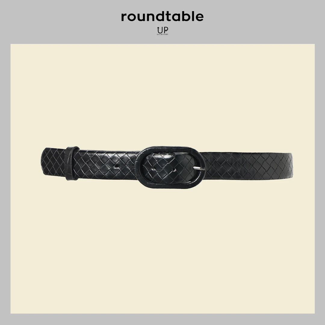 时髦高级黑色编织皮带轻奢高档复古可调节女士腰带