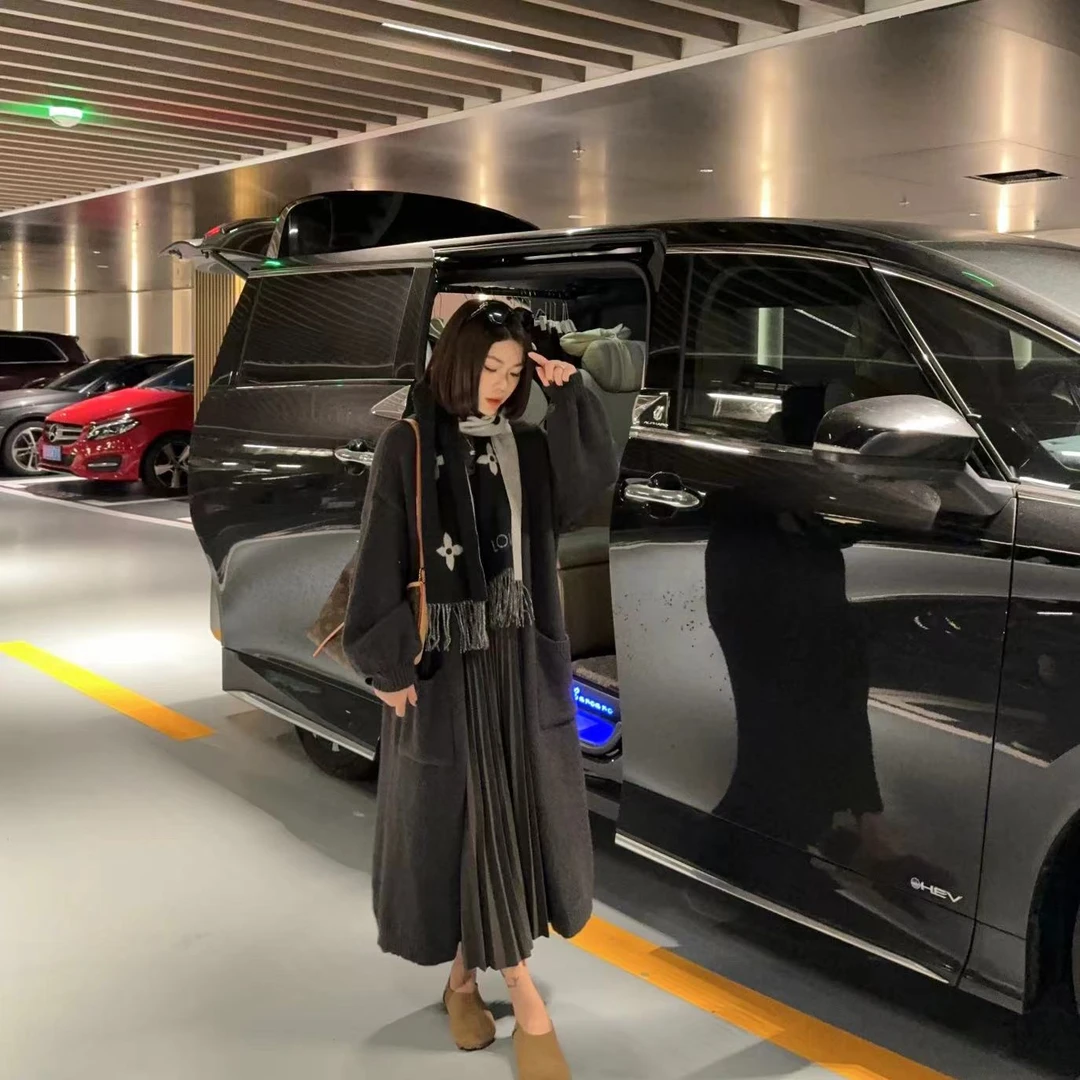 【大被子开衫】秋季 V领重磅光版针织开衫慵懒风纯色加厚款线衫