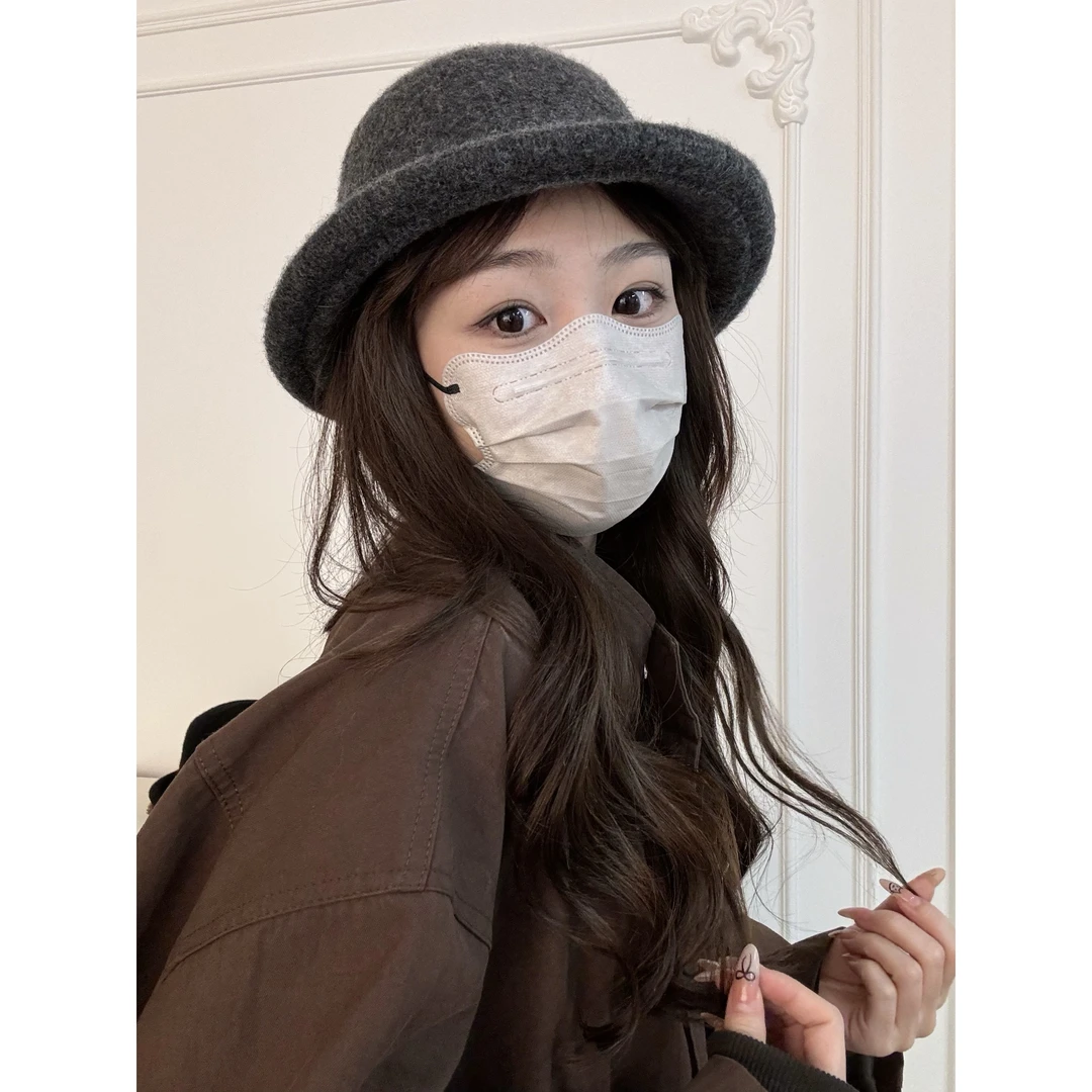 JunJun 羊毛混纺秋冬百搭卷边贵气小礼帽盆帽1113