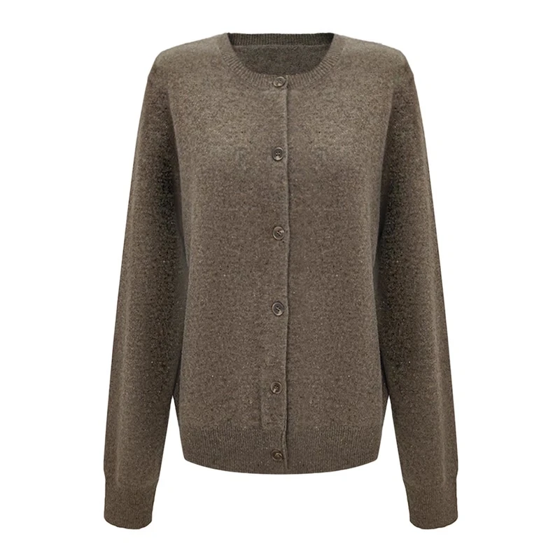 WAWA【简爱日记】精致简约排扣设计休闲百搭款羊毛开衫6147